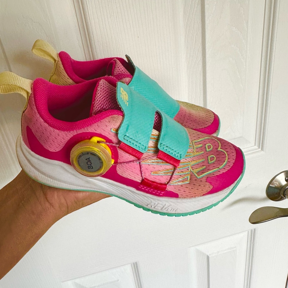 New Balance Pink and Yellow Sneakers with Velcro Strap